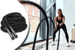 Rebblo - Battle Rope - Soft Grip - Krachttouw - 7,5 Kg Fitness Touw - 38 Mm Dik - 9 Meter - Zwart -Fitnessapparatuur Serie Winkel 1200x812 3