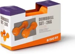 Basic-Fit® Dumbbells - Dumbells Set - 2 X 2 Kg - Rubber - Oranje -Fitnessapparatuur Serie Winkel 1200x863 1