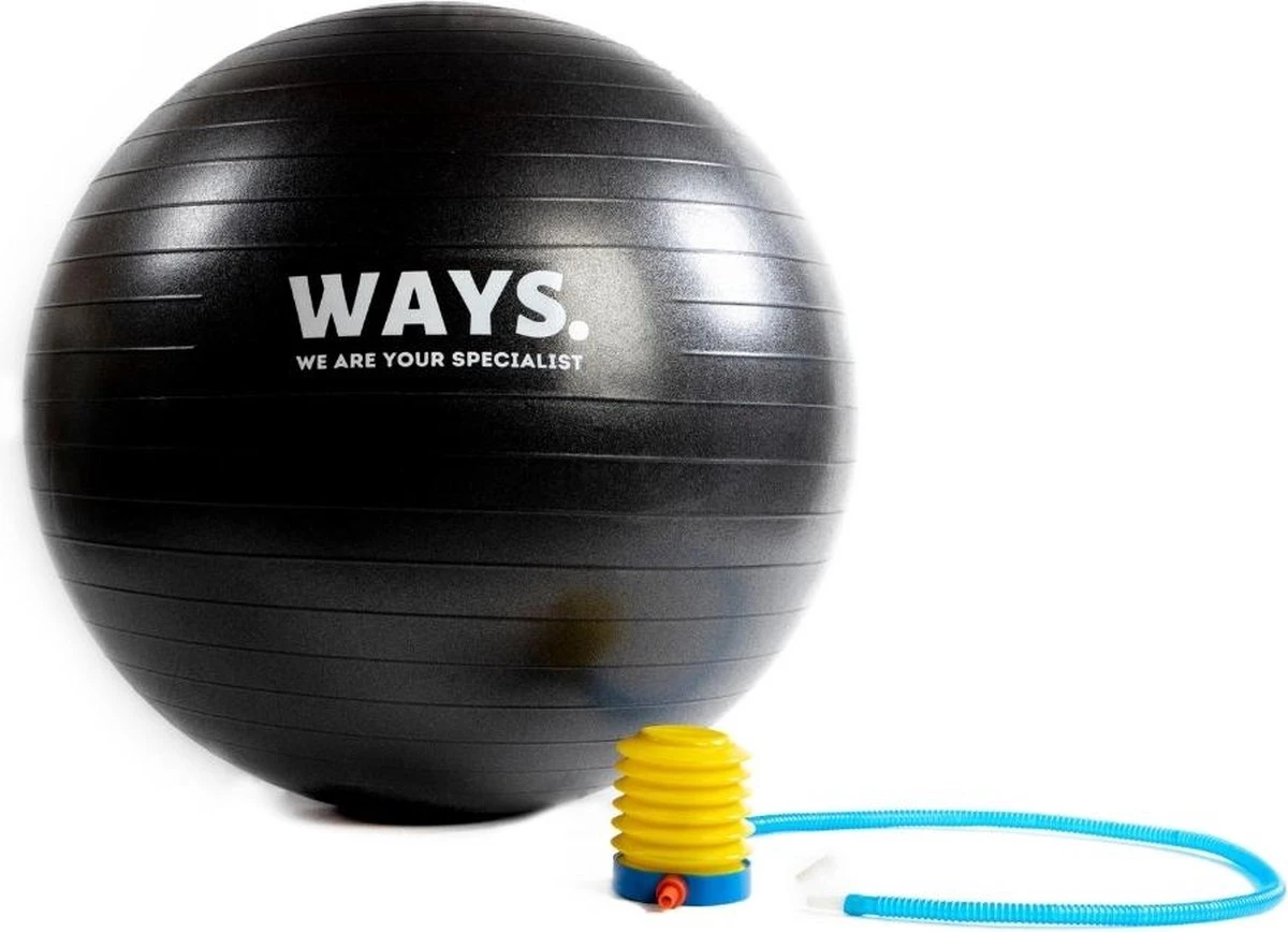 WAYS. Fitnessbal - Inclusief pomp - Zwart - 75 cm WAYS. Fitnessbal - Inclusief Pomp - Zwart - 75 Cm -Fitnessapparatuur Serie Winkel 1200x868 2
