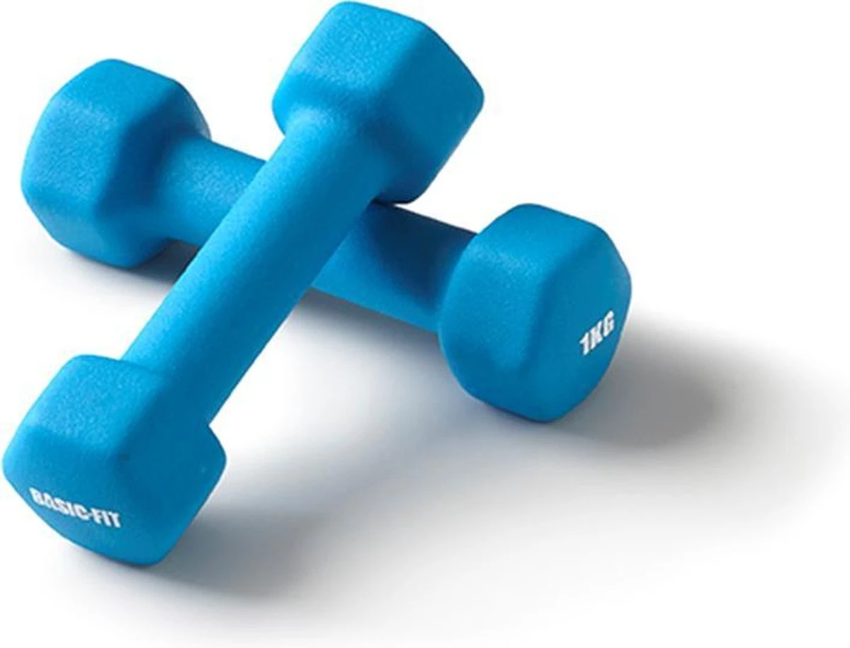 Basic-Fit® Dumbbells - Dumbells Set - 2 x 1 kg - Rubber - Blauw Basic-Fit® Dumbbells - Dumbells Set - 2 X 1 Kg - Rubber - Blauw -Fitnessapparatuur Serie Winkel 1200x916 2