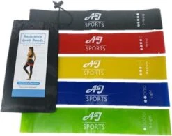 AJ-Sports Latex Weerstandsbanden - Booty Bands - Fitness Elastiek - Weerstandbanden - Set Van 5 Weerstandsbanden - 5 Verschillende Weerstanden - Resistance Band - Fitness Band - Fitness - Workout - Inclusief Draagtas -Fitnessapparatuur Serie Winkel 1200x945 1