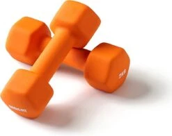Basic-Fit® Dumbbells - Dumbells Set - 2 X 2 Kg - Rubber - Oranje