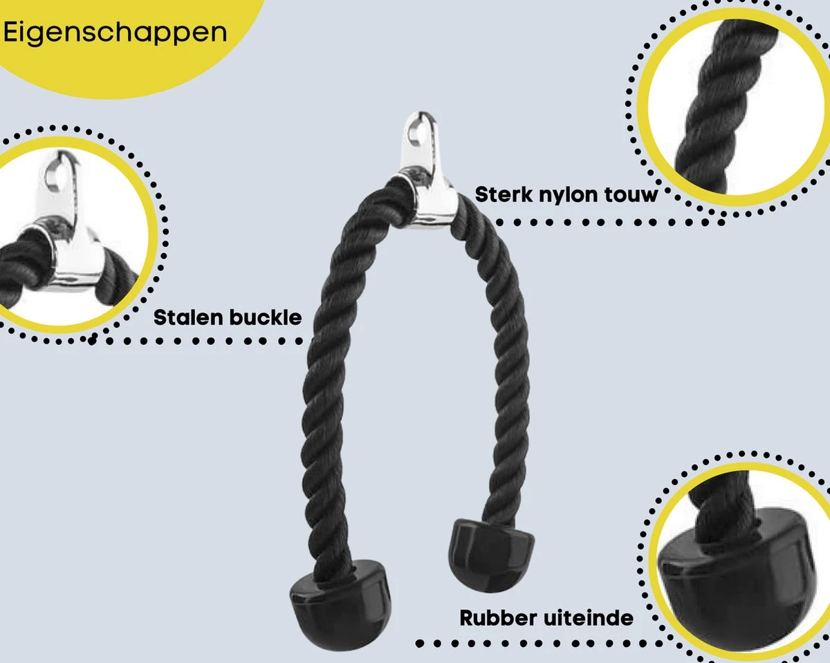 Tricep Rope - Trekkoord voor Krachtstation - Zwart - Nylon 70 CM Merkloos Tricep Rope - Trekkoord Voor Krachtstation - Zwart - Nylon 70 CM -Fitnessapparatuur Serie Winkel 1200x959 1