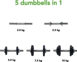 RS Sports Dumbellset - Halterset Met Gewichten - Totaal 20 Kg - 2 Stangen - Zwart -Fitnessapparatuur Serie Winkel 1200x960 6