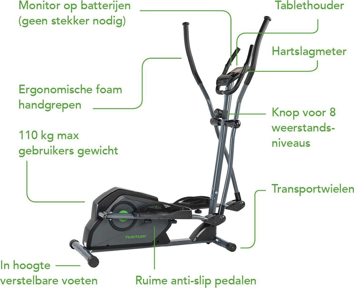 Tunturi Cardio Fit C30 Crosstrainer - Fitness trainer met 8 weerstandsniveaus - Voorzien van hartslagmeter en tablethouder Tunturi Cardio Fit C30 Crosstrainer - Fitness Trainer Met 8 Weerstandsniveaus - Voorzien Van Hartslagmeter En Tablethouder -Fitnessapparatuur Serie Winkel 1200x978 2