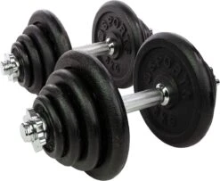 RS Sports Dumbellset - Halterset Met Gewichten - Totaal 40 Kg - 2 Stangen - Zwart