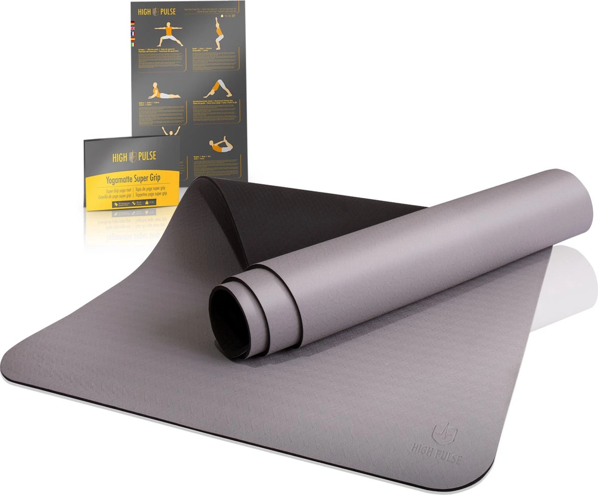 High Pulse® Yoga Mat 'Super Grip' - Extra anti-slip en zweetbestendige gymnastiekmat + praktische draagband voor yoga, Pilates en fitness - voor beginners en ervaren yogi's (Grijs) High Pulse® Yoga Mat 'Super Grip' - Extra Anti-slip En Zweetbestendige Gymnastiekmat + Praktische Draagband Voor Yoga, Pilates En Fitness - Voor Beginners En Ervaren Yogi's (Grijs) -Fitnessapparatuur Serie Winkel
