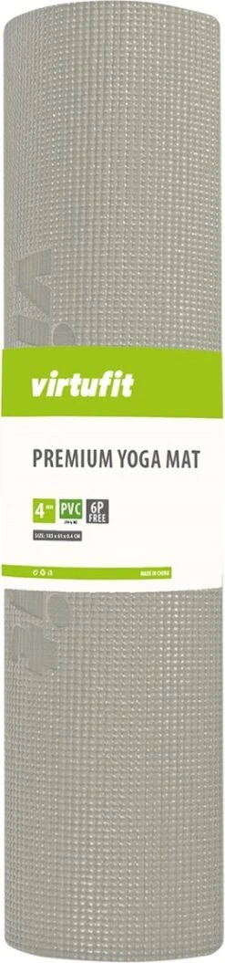 VirtuFit Premium Yoga Mat - Sportmat - Fitness Mat - Anti-slip - Dik (4 Mm) - Natural Grey -Fitnessapparatuur Serie Winkel 281x1200