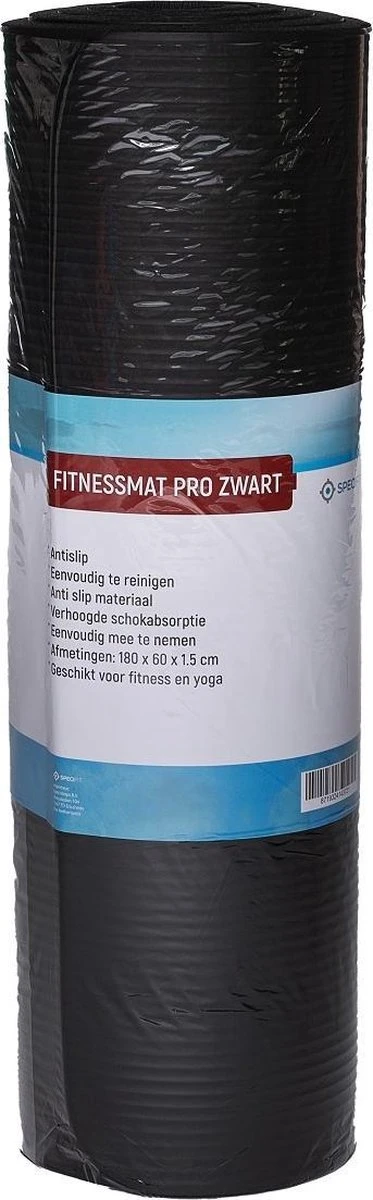 Specifit Fitnessmat Pro Zwart - Yogamat met tas en draagriem - NBR Foam 1,5 cm dik - 180 cm x 60 cm x 1,5 cm Specifit Fitnessmat Pro Zwart - Yogamat Met Tas En Draagriem - NBR Foam 1,5 Cm Dik - 180 Cm X 60 Cm X 1,5 Cm -Fitnessapparatuur Serie Winkel