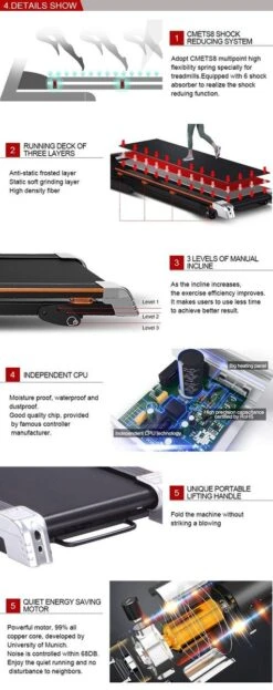 Luxe Loopband Inklapbaar - Hartslagfunctie - Hardloopband - Loopband Fitness - Met Bluetooth Speakers - USB Oplader - Schokdempers - Verstelbare Hellingshoek - PVC Loopband - 14.8km/h - Inklapbaar - Evogym R-80s -Nu Tijdelijk Met Gratis Bescherm Mat -Fitnessapparatuur Serie Winkel 476x1200