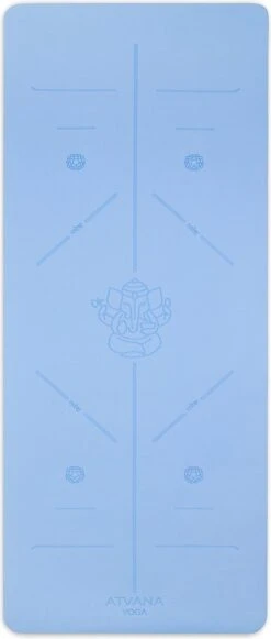 Atvana® Yoga Mat Positie Lijn - Ganesha - Fitness Mat - Sportmat - Anti Slip - Duurzaam - Extra Dik - Extra Breed - Blauw - Vishuddha Blue -Fitnessapparatuur Serie Winkel 510x1200