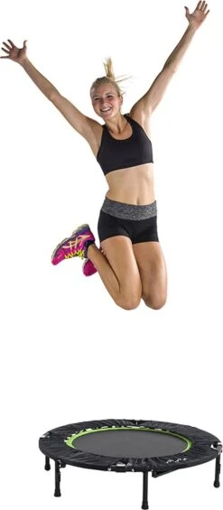 Tunturi Fitness Trampoline - Mini Trampoline - Opvouwbaar - 104cm Springoppervlak - Inclusief Beschermrand & Handgrip - Incl. Gratis Fitnessapp -Fitnessapparatuur Serie Winkel 525x1200