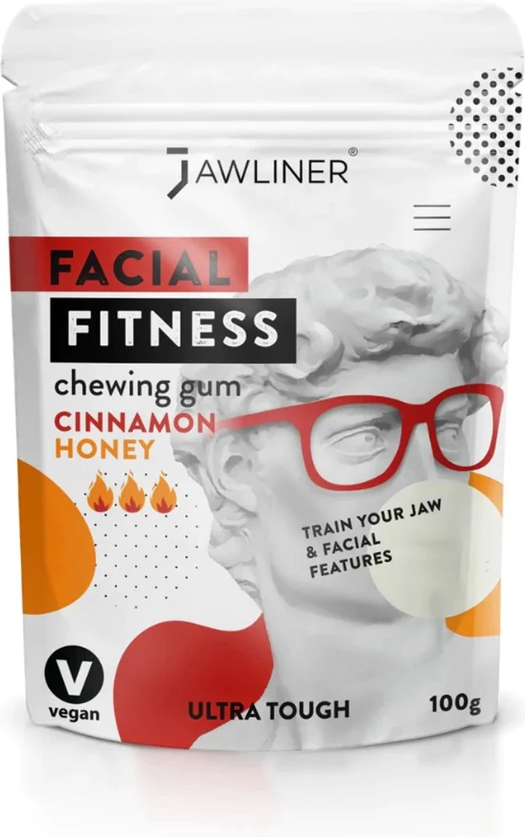 Jawliner Fitness Kauwgom Cinnamon Honey - Kaak Trainer voor Kaakspier Oefeningen - Strakke kaaklijn Jawliner Fitness Kauwgom Cinnamon Honey - Kaak Trainer Voor Kaakspier Oefeningen - Strakke Kaaklijn -Fitnessapparatuur Serie Winkel