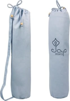 JAP Sports - Yogamat Tas - Universeel - Sporttas Met Trekkoord - Voorzien Van Draagriem - BCI Katoen - Blauw