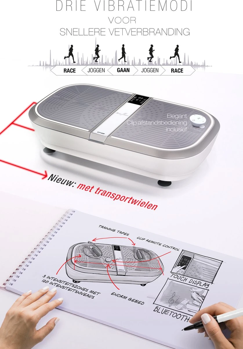 Sportstech Germany VP300 trilplaat - 2x1000 watt - Bluetooth Sportstech Germany VP300 Trilplaat - 2x1000 Watt - Bluetooth -Fitnessapparatuur Serie Winkel 838x1200 2