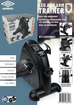 Umbro Stoelfiets - Met Computer - Hometrainer - Bureaufiets - Fietstrainer - Stoelfiets Met Handvaten - Zwart -Fitnessapparatuur Serie Winkel 848x1200