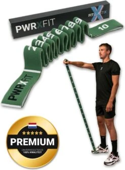 FITELASTIX® Premium Weerstandsband Lang - Alles In 1 - Full Body - Voor Elk Niveau - Resistance Band - Fitness Elastiek - Sport Elastiek Fitness - Met Handvatten - Inclusief Instructievideo's - Groen