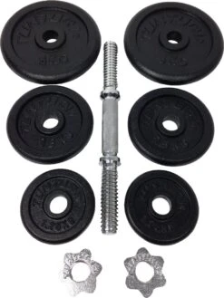Tunturi Gewichten Gietijzer Totaal 20kg - Halterset Met Schroefsluiting - Dumbbell Set - 1 Halterstang - 30mm - Incl. Gratis Fitness App -Fitnessapparatuur Serie Winkel 901x1200 3