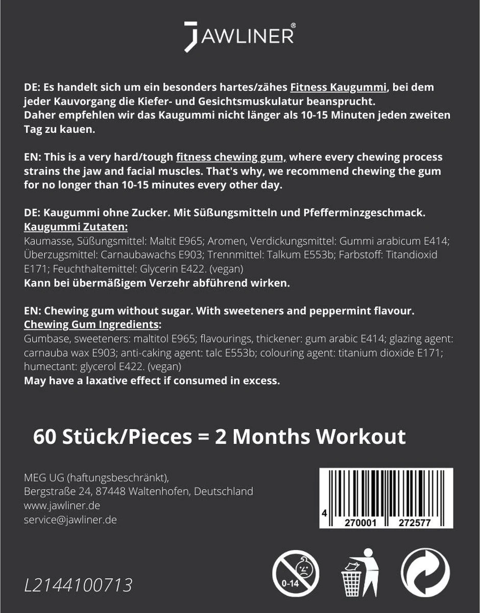 Jawliner Fitness Kauwgom Mint - Kaak Trainer voor Kaakspier Oefeningen - Strakke kaaklijn Jawliner Fitness Kauwgom Mint - Kaak Trainer Voor Kaakspier Oefeningen - Strakke Kaaklijn -Fitnessapparatuur Serie Winkel 940x1200 5