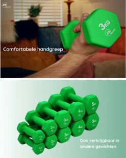 JPS Sports® Dumbells - Gewichten - Dumbells 3kg - Dumbells Set 2 X 3 Kg - Zeshoekig - Duurzaam - Groen -Fitnessapparatuur Serie Winkel 960x1200 13