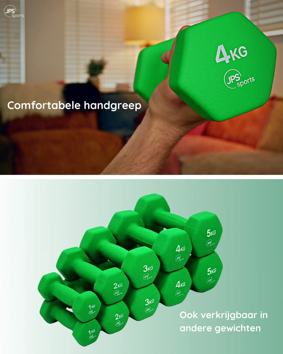 JPS Sports® Dumbells - Gewichten - Dumbells 4kg - Dumbells set 2 x 4 kg - Zeshoekig - Duurzaam - Groen JPS Sports® Dumbells - Gewichten - Dumbells 4kg - Dumbells Set 2 X 4 Kg - Zeshoekig - Duurzaam - Groen -Fitnessapparatuur Serie Winkel 960x1200 16