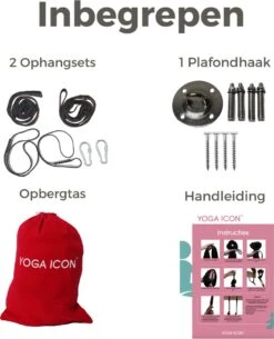 Therapeutische Hangmat YOGA ICON | Aerial Yoga | 280*150cm | Rood | Inclusief Handige Draagtas En 1 Plafondhaak | Workout | Training En Ontspanning | -Fitnessapparatuur Serie Winkel 972x1200