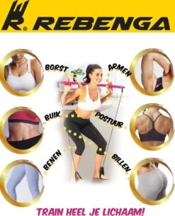 Rebenga Resistance Bar 2.0+ Trainingsschema - Multifunctioneel - Full Body Workout - Resistance Band Set - Weerstandsbanden - Fitness Elastiek Booty Band - Pilates - Pilates Bar - Booty Bar - Pilates Stick - Thuis Sporten + GYM ZAK -Fitnessapparatuur Serie Winkel 973x1200 4