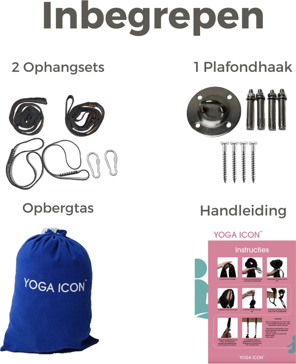 Therapeutische Hangmat YOGA ICON | Aerial Yoga | 280*150cm | Blauw | Inclusief handige Draagtas en 1 Plafondhaak | Workout | Training en Ontspanning | Therapeutische Hangmat YOGA ICON | Aerial Yoga | 280*150cm | Blauw | Inclusief Handige Draagtas En 1 Plafondhaak | Workout | Training En Ontspanning | -Fitnessapparatuur Serie Winkel 977x1200 1
