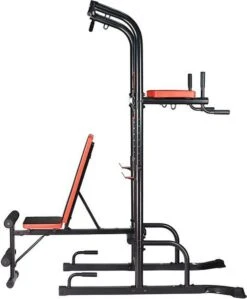 Fitness Trainer - Pull Up Toren - Dip Station – Push Up Bar - Dip Rack Halterbank Inc. 50 Kg GEWICHTEN + Sportbank Fitnessbank + Halterschijven + 3 Halterstangen - Multifunctioneel - Volledig Instelbaar - Opklapbaar -Fitnessapparatuur Serie Winkel 990x1200 3