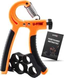 U-Fit One Oranje Handtrainer Met Vingertrainer - Handknijper Set - Knijphalter - Onderarm Trainer - Vinger - Fitness